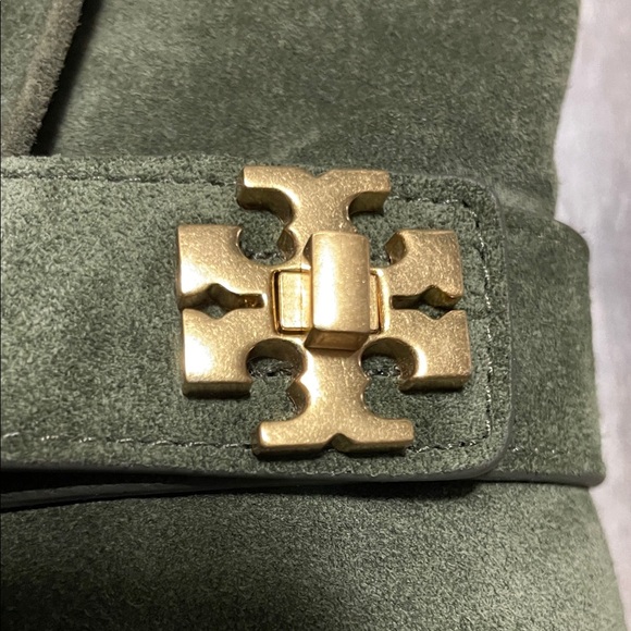 Tory Burch Green Suede Ankle Boots with Gold Studs - Picture 2 of 7